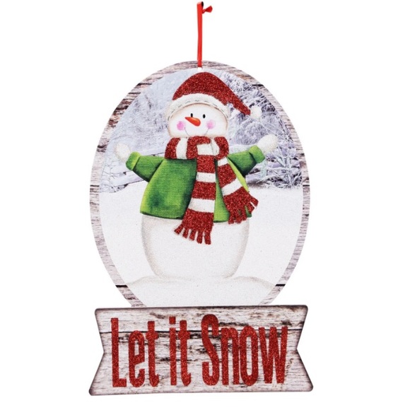 NWT Glittered Let It Snow Snowman ⛄️ Snow Globe Holiday Decoration Sign - Picture 15 of 16